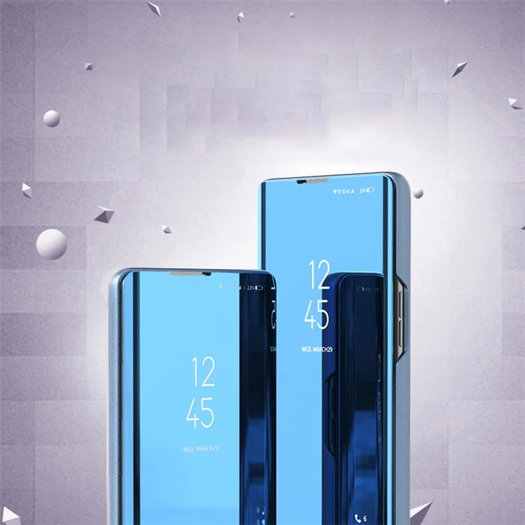 Для Honor X9 5G/X30 5G/Magic4 Lite 5G Складная подставка Дизайн PU кожаный чехол Окно для просмотра Электролитное зеркало Износостойкий чехол для телефона - Небесно-голубой