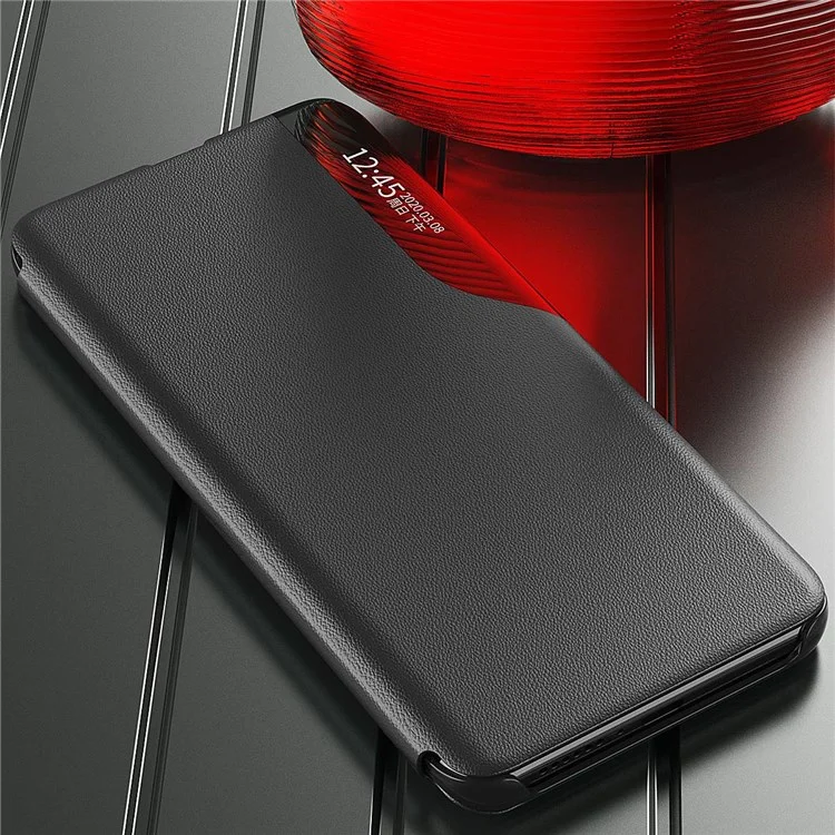 Pour iPhone 14 Plus 6,7 pouces Clear View Window Anti-choc Étui en cuir Stand Anti-usure Protecteur - Noir