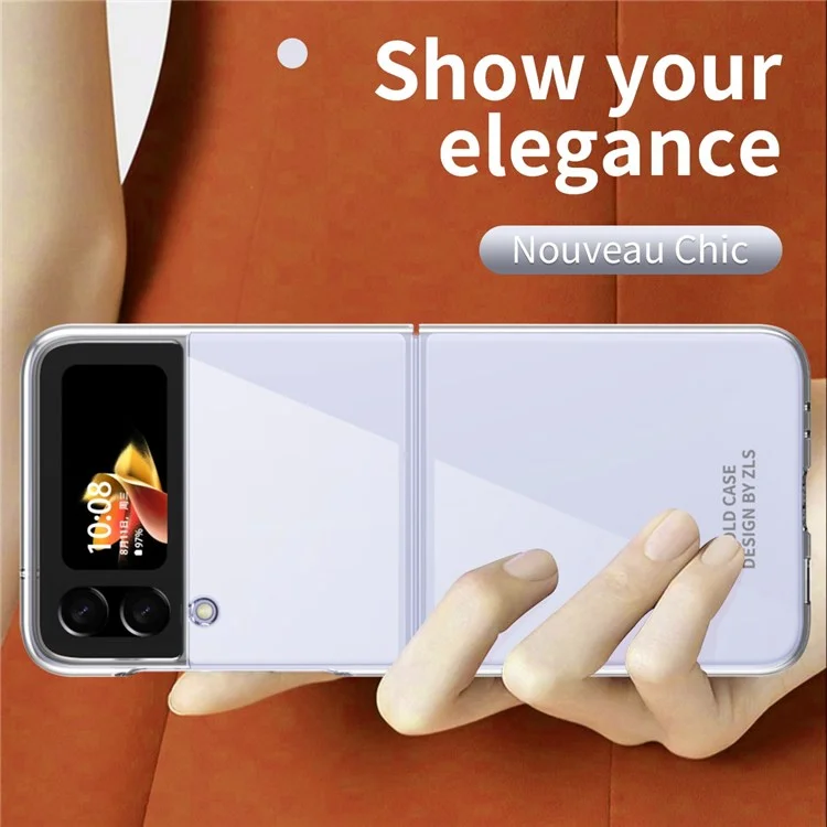 For Samsung Galaxy Z Flip4 5G Transparent PC Precise Cutout Electroplate Phone Case Anti-scratch Cover - Transparent