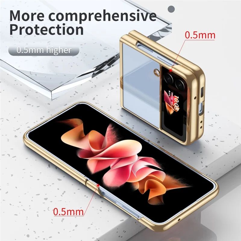For Samsung Galaxy Z Flip4 5G Transparent PC Precise Cutout Electroplate Phone Case Anti-scratch Cover - Gold