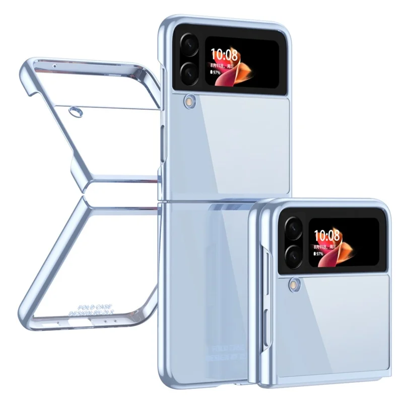 For Samsung Galaxy Z Flip4 5G Transparent PC Precise Cutout Electroplate Phone Case Anti-scratch Cover - Baby Blue