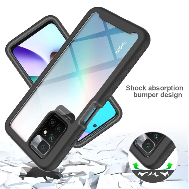 For Xiaomi Redmi 10 2022 3-in-1 Full Coverage Phone Case Hard PC + Soft TPU Hybrid Cover with PET Screen Protector - Baby Blue