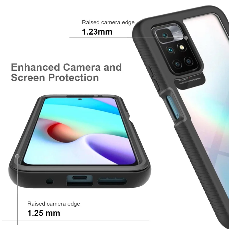 For Xiaomi Redmi 10 2022 3-in-1 Full Coverage Phone Case Hard PC + Soft TPU Hybrid Cover with PET Screen Protector - Baby Blue