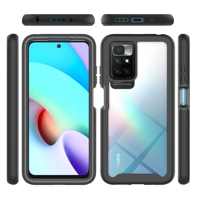 For Xiaomi Redmi 10 2022 3-in-1 Full Coverage Phone Case Hard PC + Soft TPU Hybrid Cover with PET Screen Protector - Baby Blue