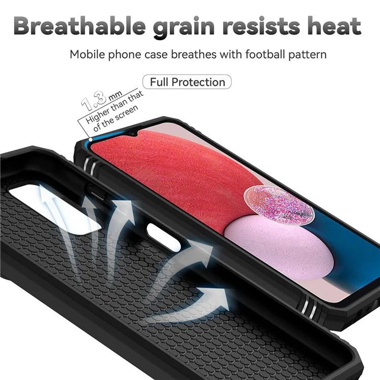 For Samsung Galaxy A13 4G Slide Camera Protector PC + TPU Hybrid Phone Case Anti-scratch Phone Cover with Metal Ring Kickstand - Black