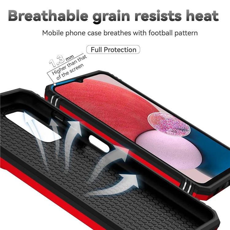 Per Samsung Galaxy A13 4G Slide Camera Protector PC + TPU Hybrid Phone Case Anti-scratch Phone Cover with Metal Ring Kickstand - Rosso