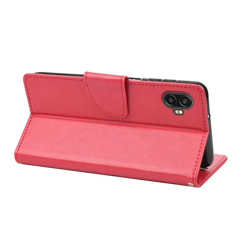 Para o Samsung Galaxy Xcover Pro 2 5g Imprimindo a Capa da Carteira de Couro de Couro de Flor de Borboleta PU - Vermelho