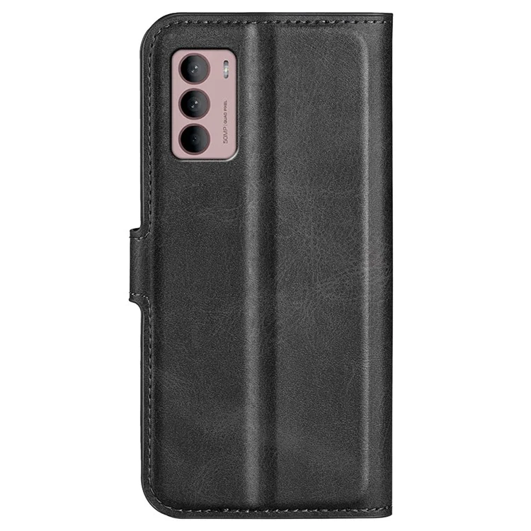 Für Motorola Moto G42 4G Non-slip Grip Grip Strukturierte Pu-lederabdeckung Magnetverschluss Flip Wallet With Mit Ständer - Schwarz