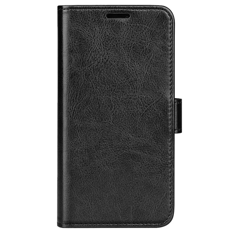 For Motorola Moto G42 4G Well-protected Crazy Horse Texture Leather Folio Case Stand Magnetic Wallet Flip Anti-fall Cover - Black