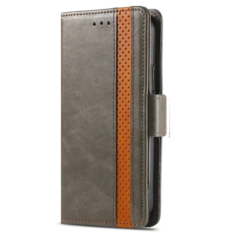 CASENEO 002 Serie Business Style Lederhülle für Honor 70 5G, Standfunktion Wallet Splicing Phone Cover mit RFID-Blockierung - Grau