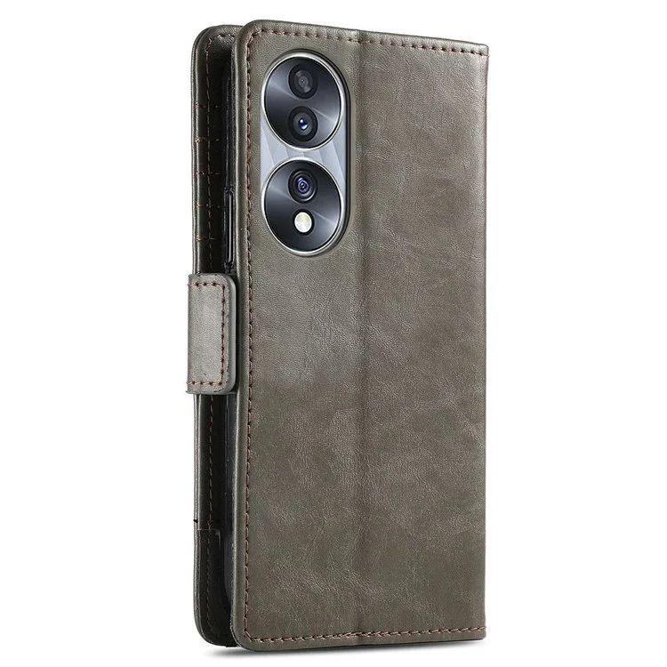 CASENEO 002 Serie Business Style Lederhülle für Honor 70 5G, Standfunktion Wallet Splicing Phone Cover mit RFID-Blockierung - Grau