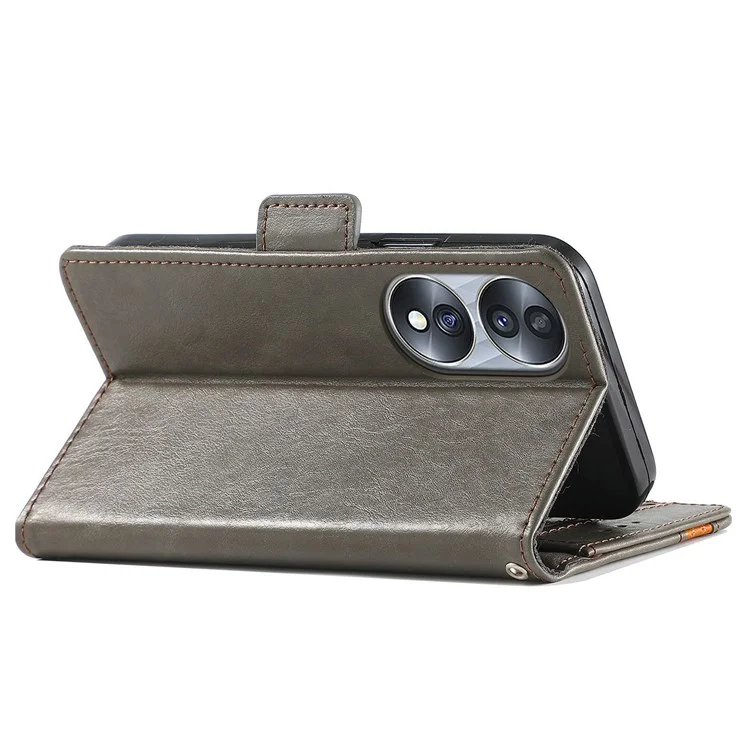 CASENEO 002 Serie Business Style Lederhülle für Honor 70 5G, Standfunktion Wallet Splicing Phone Cover mit RFID-Blockierung - Grau