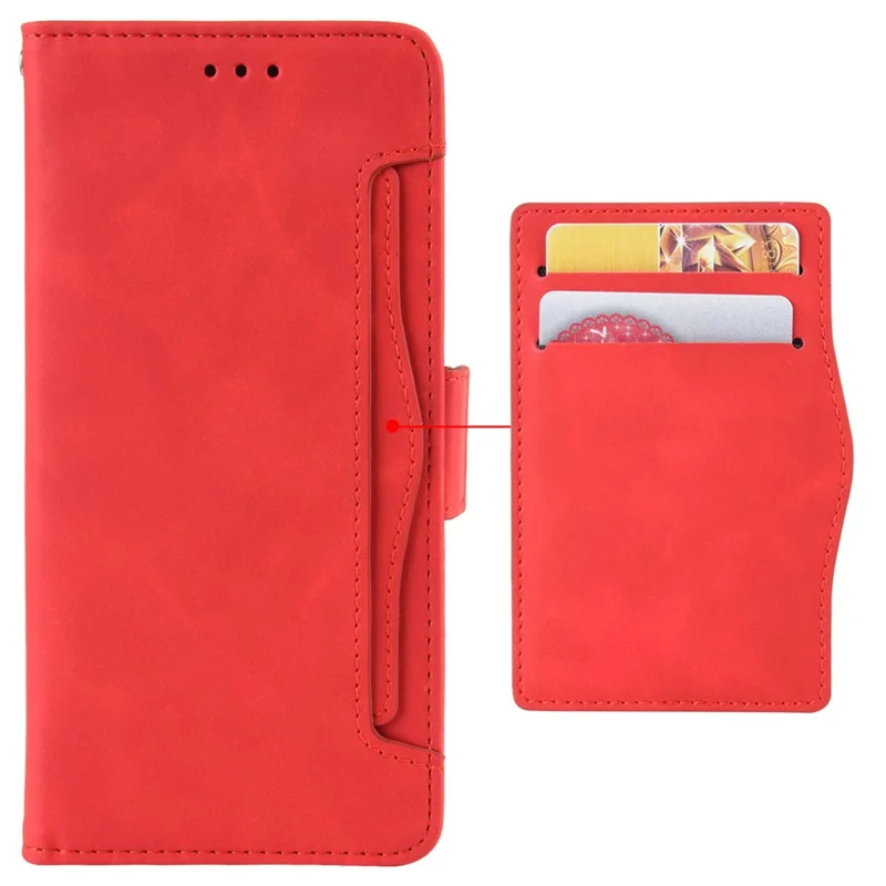 Multiple Card Slots PU Leather Case for Oukitel WP16, Double Magnetic Clasp Folio Flip Phone Case with Stand Wallet - Red
