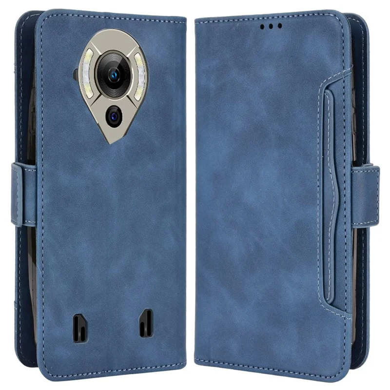 Multiple Card Slots PU Leather Case for Oukitel WP16, Double Magnetic Clasp Folio Flip Phone Case with Stand Wallet - Blue