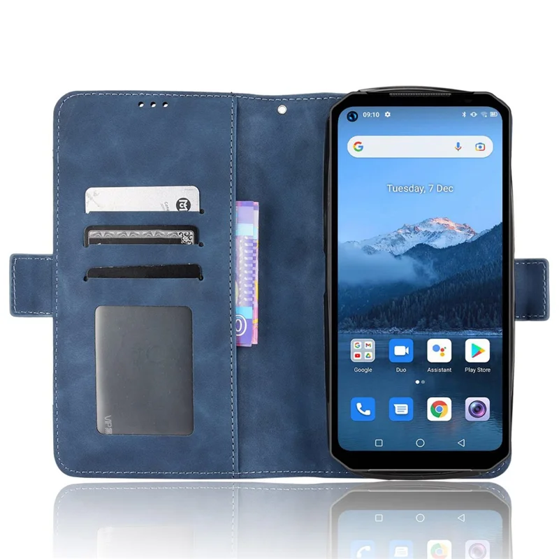 Multiple Card Slots PU Leather Case for Oukitel WP16, Double Magnetic Clasp Folio Flip Phone Case with Stand Wallet - Blue