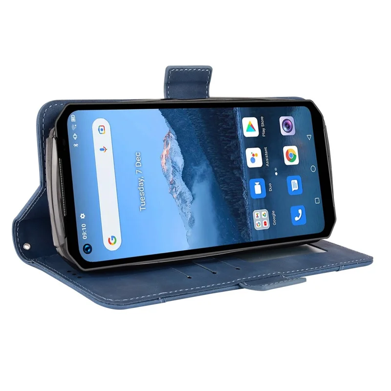 Multiple Card Slots PU Leather Case for Oukitel WP16, Double Magnetic Clasp Folio Flip Phone Case with Stand Wallet - Blue
