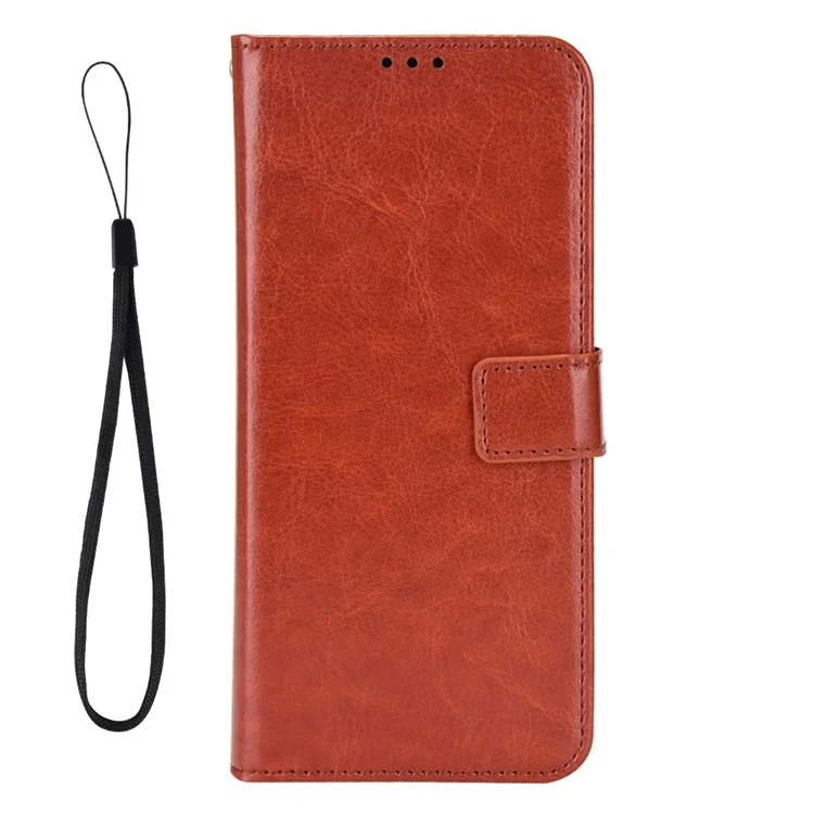 Pour Infinix Hot 12 Play 4G Crazy Horse Texture Flip Stand Wallet Phone Case Magnetic Clasp PU Leather Protective Cover - Marron