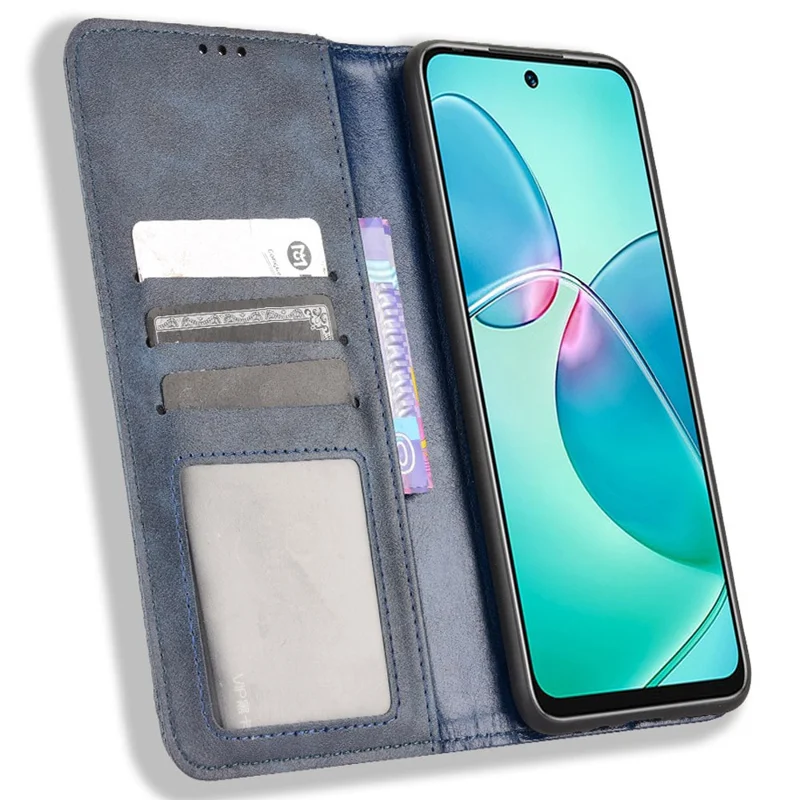 Para Infinix Hot 12 Play 4G Anti-Drop PU Leather Retro Flip Wallet Case Función de soporte Carcasa a prueba de golpes Cierre magnético automático - Azul