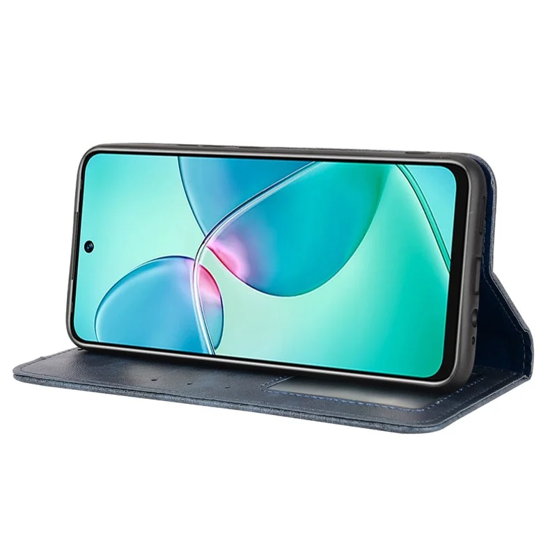 Para Infinix Hot 12 Play 4G Anti-Drop PU Leather Retro Flip Wallet Case Función de soporte Carcasa a prueba de golpes Cierre magnético automático - Azul