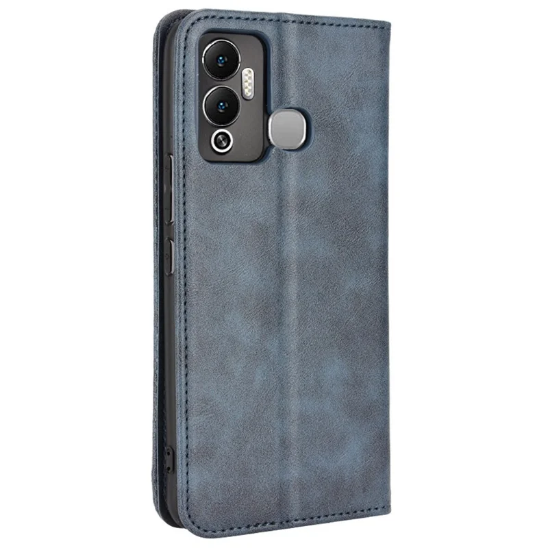 Para Infinix Hot 12 Play 4G Anti-Drop PU Leather Retro Flip Wallet Case Función de soporte Carcasa a prueba de golpes Cierre magnético automático - Azul