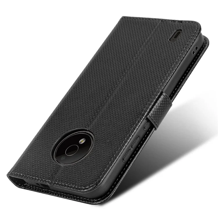 Pour Nokia C200 4G Texte de Texture Diamant à Amortisseur Case de Téléphone pu Leather PU + TPU Couverture de Protection Complète - le Noir