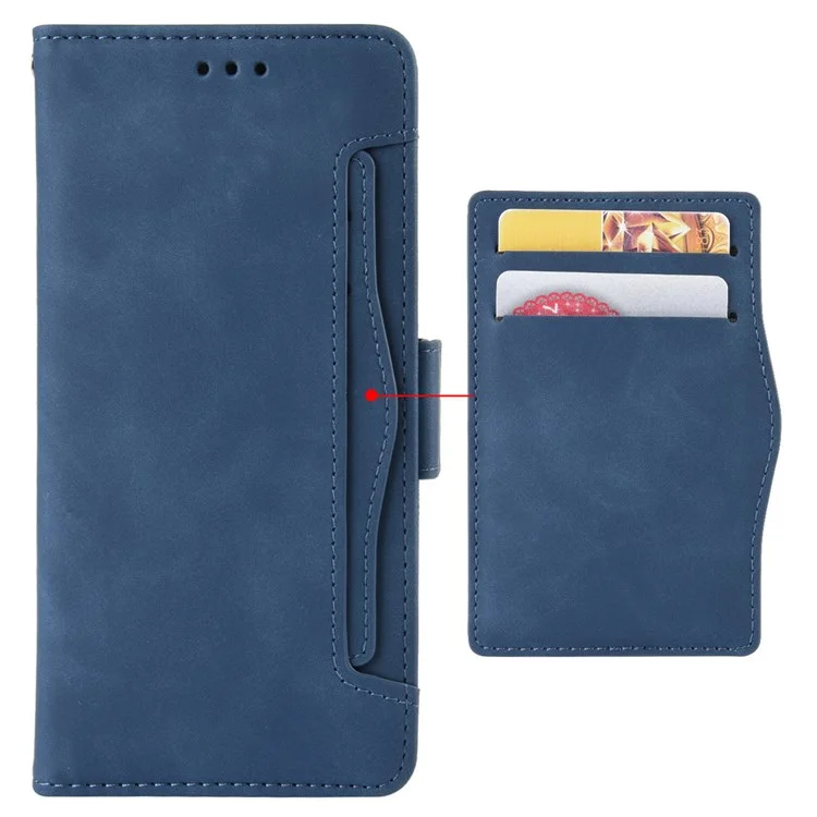 Per Nokia C200 4G Slot Multipli Telefono Full-protection Case a Doppia Chiusura Magnetica PU Coperchi - Blu