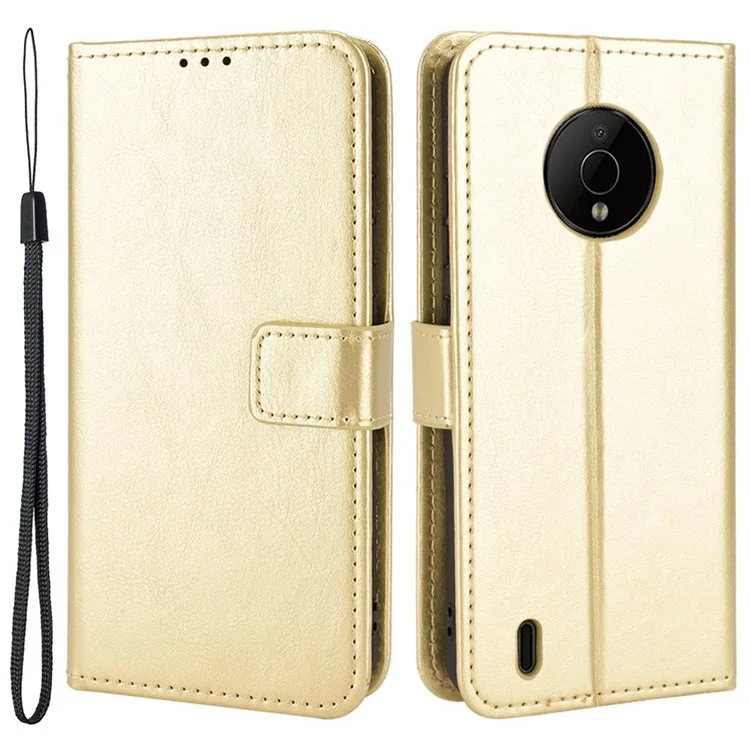 Crazy Horse Texture Téléphone Case Pour Nokia C200 4G, Support Portefeuille PU le Cuir Complet de Protection Corporelle Shel de la Couverture de Téléphone - or