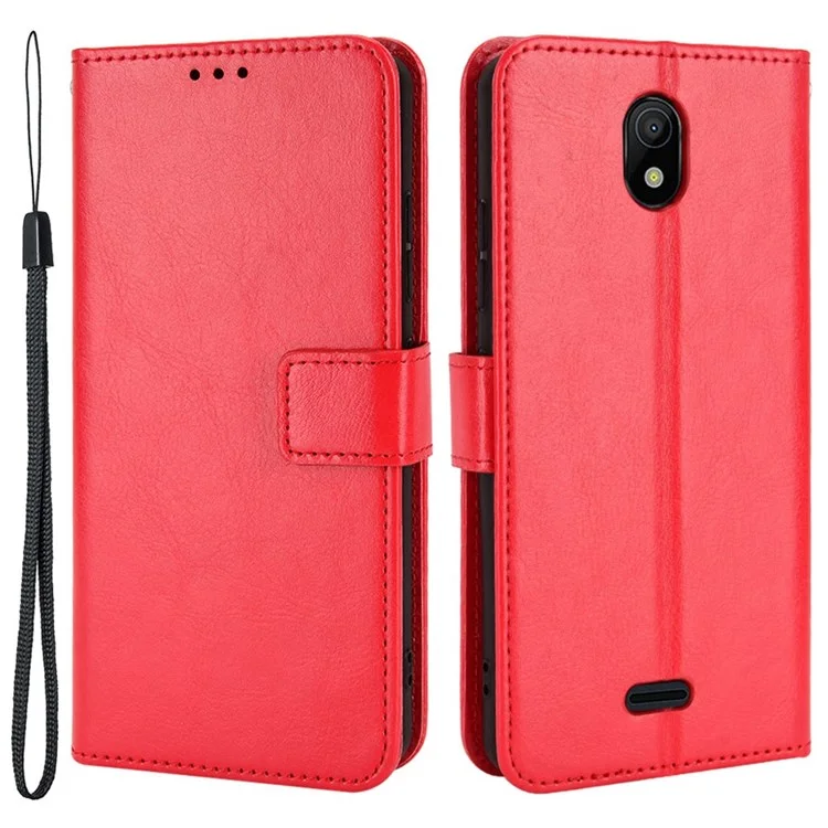 Para a Carteira de Suporte Crazial Nokia C100 4g Pele de Cavalo Maluco - Vermelho