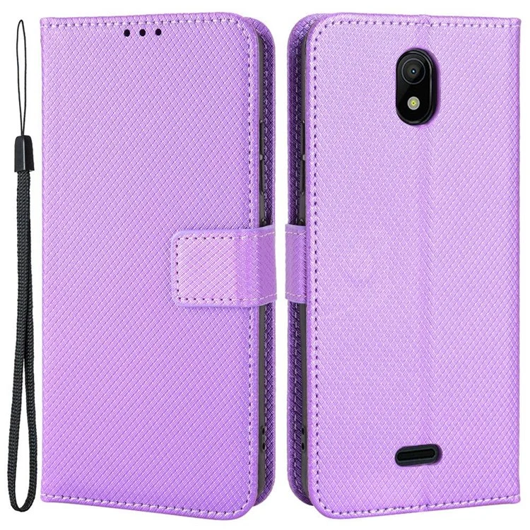 For Nokia C100 4G Diamond Texture Stand Wallet Phone Case PU Leather + TPU Full Protection Cover - Purple