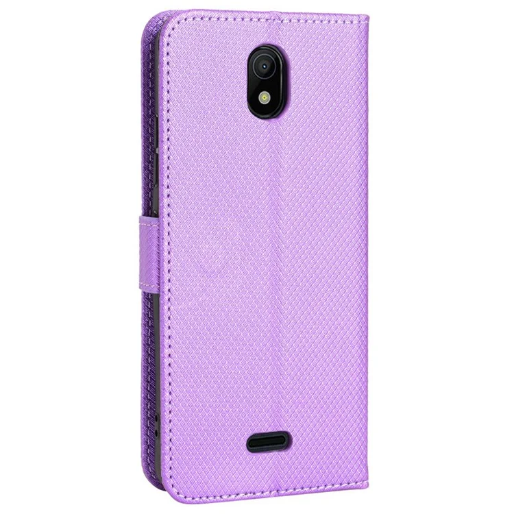 For Nokia C100 4G Diamond Texture Stand Wallet Phone Case PU Leather + TPU Full Protection Cover - Purple
