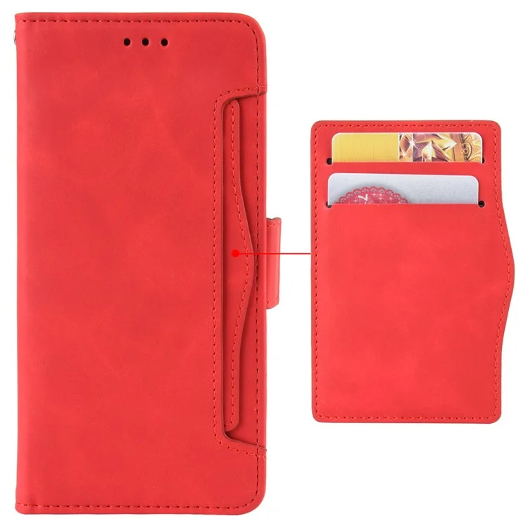 Para Slots de Cartão Múltiplo do Nokia C100 4g, Capa de Proteção Completa, Fecho Magnético Duplo PU Couro de Couro Tampa da Carteira - Vermelho
