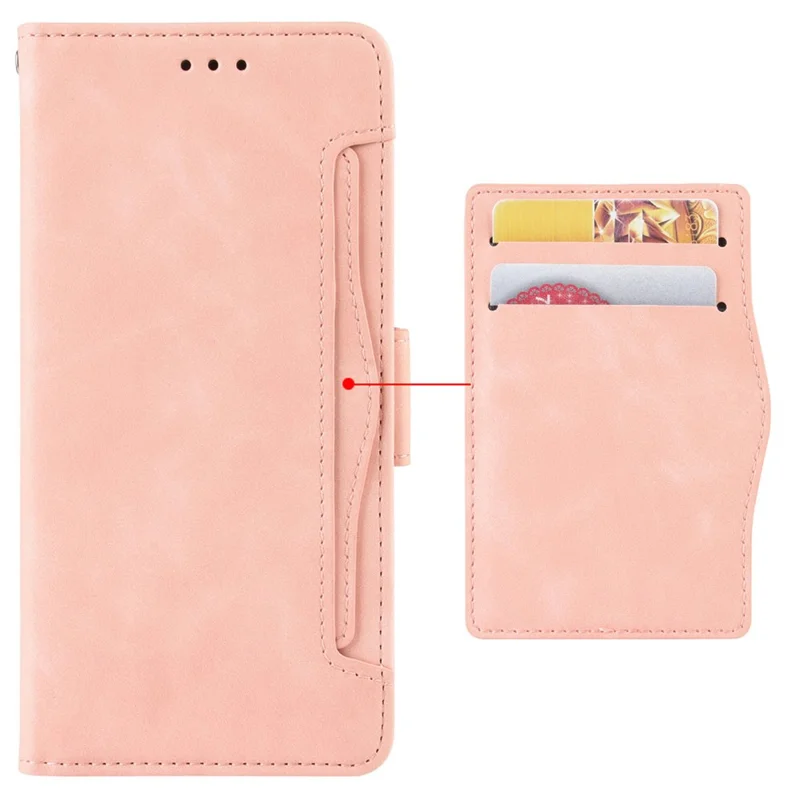 Para Nokia C100 4G Ranuras de Tarjetas Múltiples Case de Protección Completa Doble Magnetic Curo de Cuero PU Cubierta de Billetera - Rosado