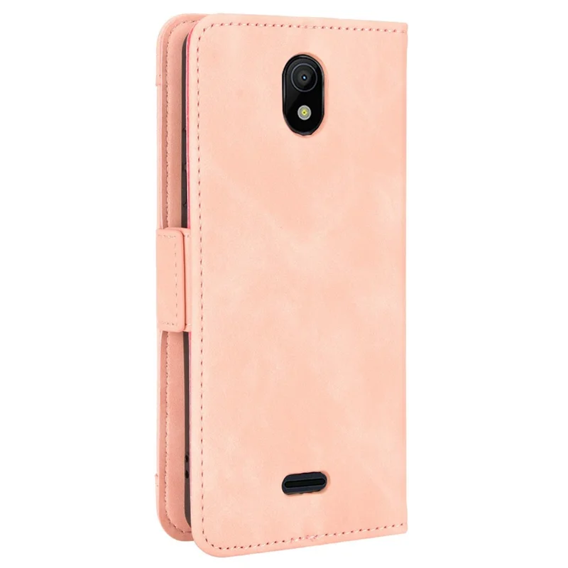 Para Nokia C100 4G Ranuras de Tarjetas Múltiples Case de Protección Completa Doble Magnetic Curo de Cuero PU Cubierta de Billetera - Rosado