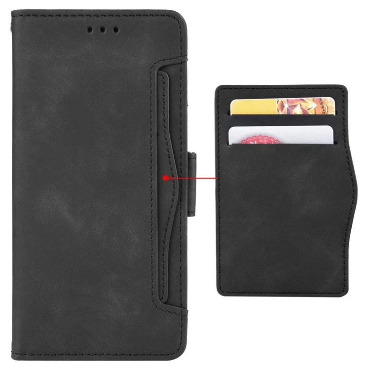Pour Tcl 30 Z Cartes à Cartes Multiples du Support de Téléphone Portefeuille Double Fermoir Magnétique en Cuir pu Couvercle Anti-drop - le Noir