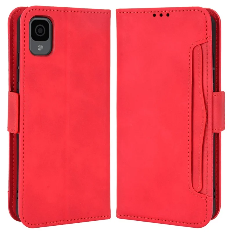 Für TCL 30 Z Mehrere Kartensteckplätze Telefon Stand Wallet Hülle Doppelmagnetverschluss PU Leder Anti-drop-abdeckung - Rot