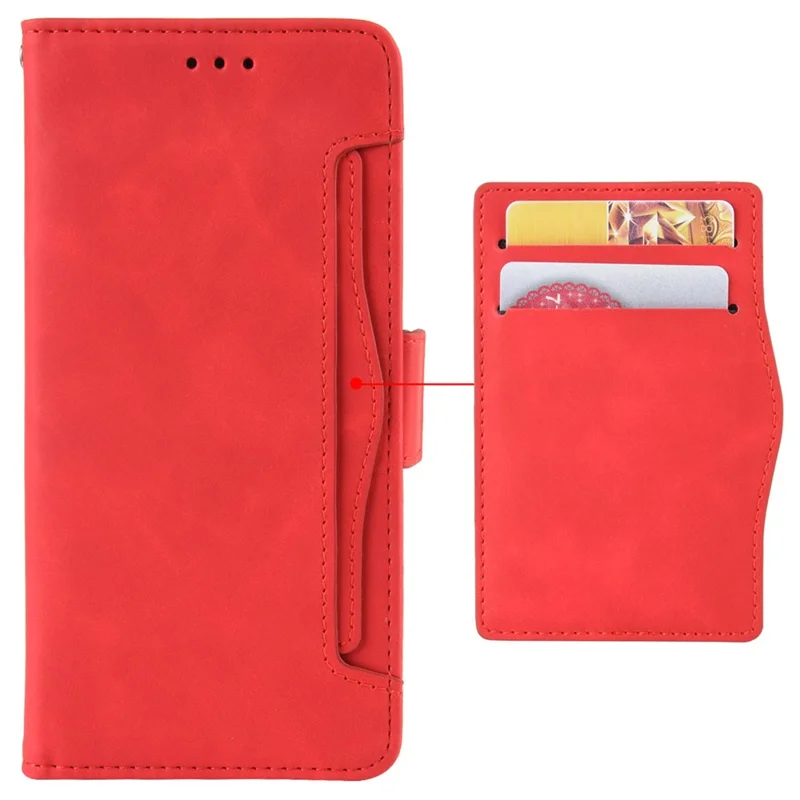 Für TCL 30 Z Mehrere Kartensteckplätze Telefon Stand Wallet Hülle Doppelmagnetverschluss PU Leder Anti-drop-abdeckung - Rot