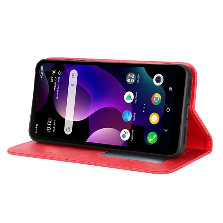 Pour TCL 30 Z PU Cuir Vintage Téléphone Magnétique Magnétique Folio Flio Flip Stand Portefeuille Couverture - Rouge