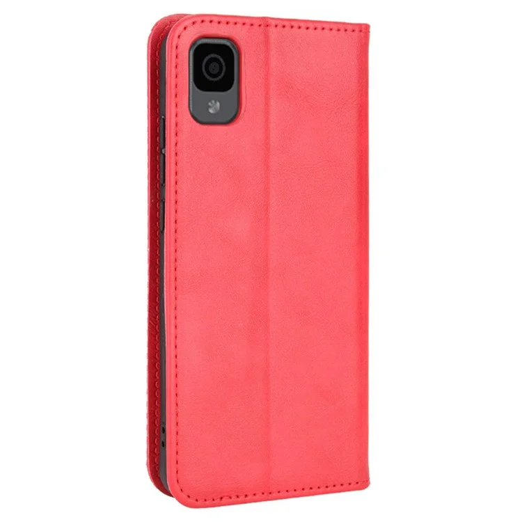Pour TCL 30 Z PU Cuir Vintage Téléphone Magnétique Magnétique Folio Flio Flip Stand Portefeuille Couverture - Rouge