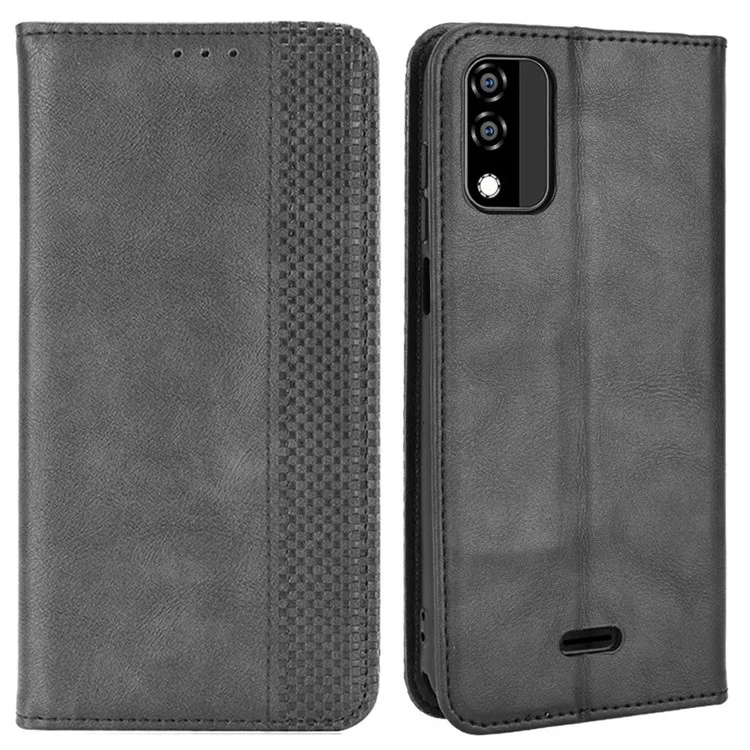 Per Blu C5 Max Retry Texture Phe Pheelt Worthonet Stand Nascosto Assorbimento Magnetico Tpu Shock Flip Cover - Nero
