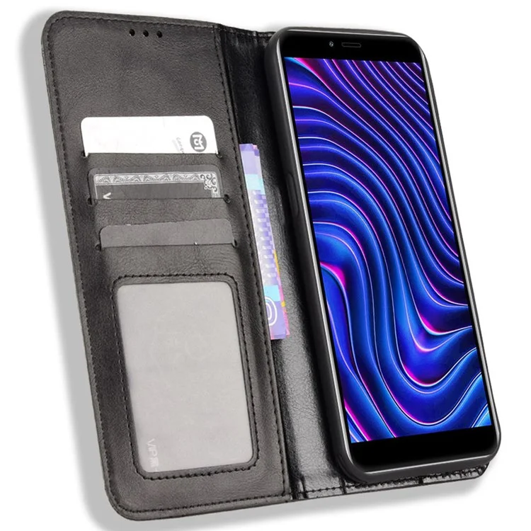 Per Blu C5 Max Retry Texture Phe Pheelt Worthonet Stand Nascosto Assorbimento Magnetico Tpu Shock Flip Cover - Nero