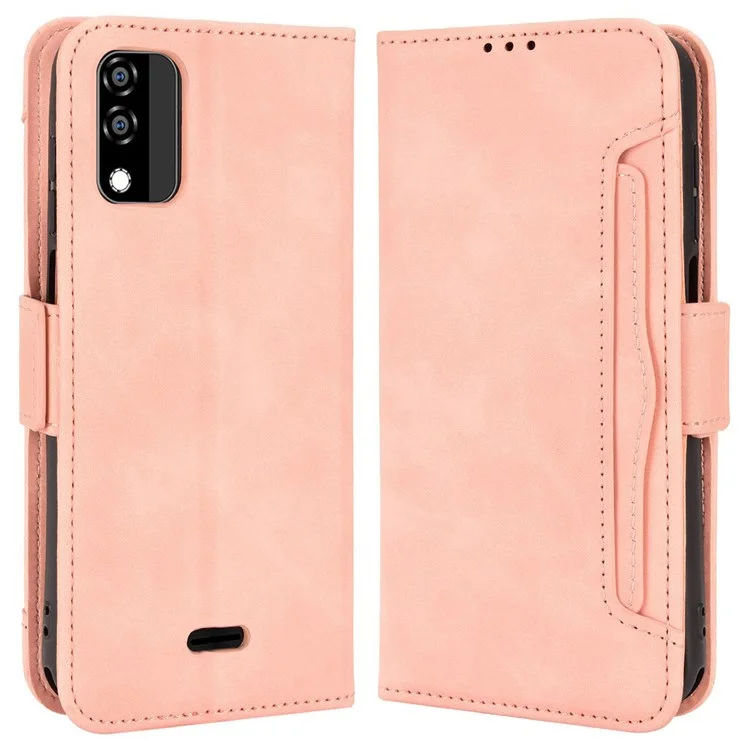 For BLU C5 Max PU Leather Wallet Case Multiple Card Slots Stand Double Magnetic Clasp Shockproof Flip Folio Cover - Pink