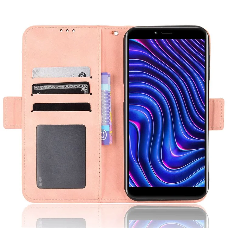 For BLU C5 Max PU Leather Wallet Case Multiple Card Slots Stand Double Magnetic Clasp Shockproof Flip Folio Cover - Pink