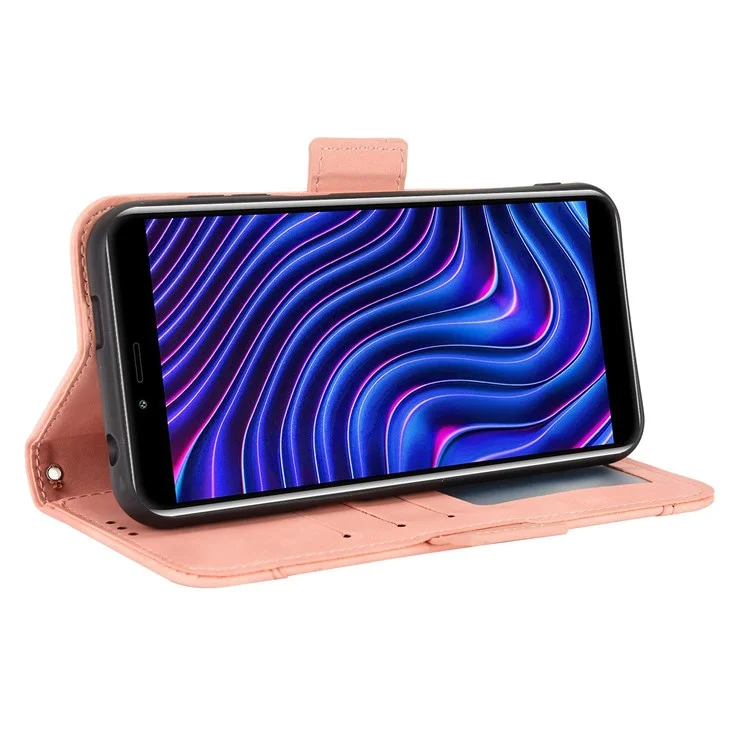 For BLU C5 Max PU Leather Wallet Case Multiple Card Slots Stand Double Magnetic Clasp Shockproof Flip Folio Cover - Pink