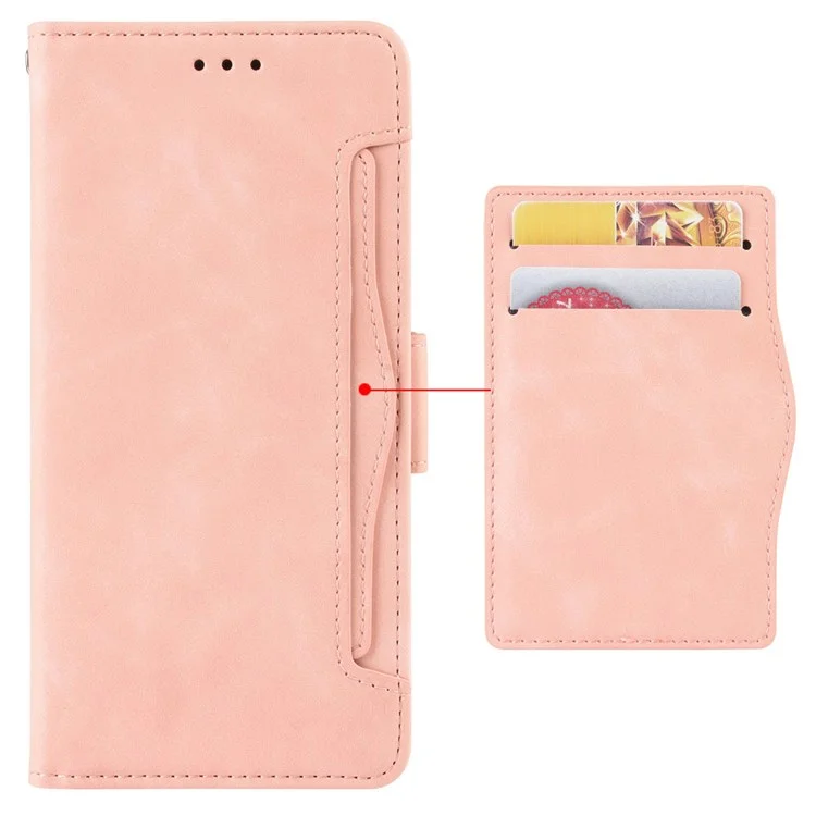 For BLU C5 Max PU Leather Wallet Case Multiple Card Slots Stand Double Magnetic Clasp Shockproof Flip Folio Cover - Pink