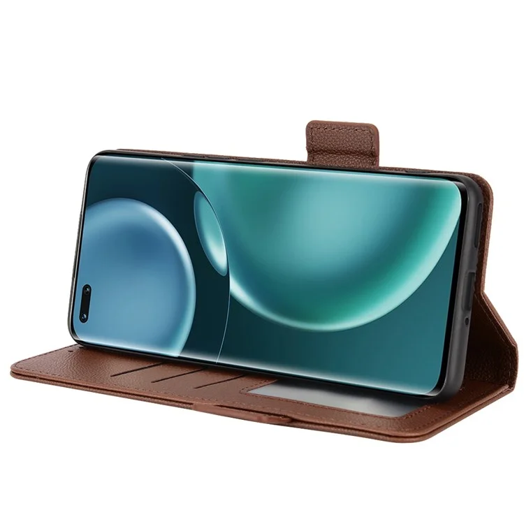 Für Die Ehre Magic4 Pro 5G Magnetic Closeur Litchi Textur PU Leder Telefon Hülle Wallet Anti-scratch-telefonabdeckung - Braun