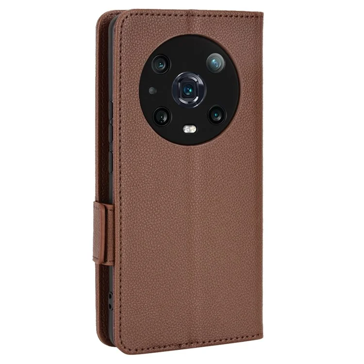 Für Die Ehre Magic4 Pro 5G Magnetic Closeur Litchi Textur PU Leder Telefon Hülle Wallet Anti-scratch-telefonabdeckung - Braun