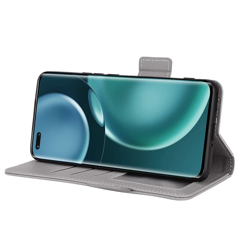 Für Die Ehre Magic4 Pro 5G Magnetic Closeur Litchi Textur PU Leder Telefon Hülle Wallet Anti-scratch-telefonabdeckung - Grau