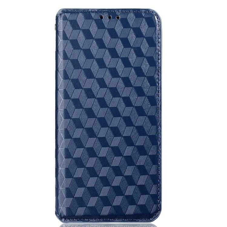 Pour Nokia C10 / C20 Anti-drop en Cuir PU Magnetic Design Stand Portefeuille Imprimé de Motif de Rhombon - Bleu