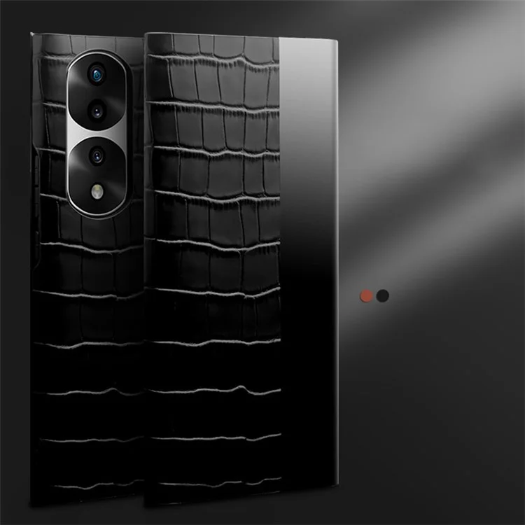 Qialino Pour Honor 70 Pro + 5G Couverture Téléphonique, Vue Voir la Texture de Crocodile Véritable en Cuir Proof Folio Flip Auto Wake / Sleep Case - le Noir
