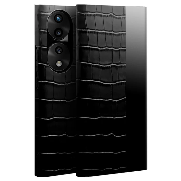 Qialino Pour L'honneur 70 5G Couverture Téléphonique Bien Protégé, Vue Voir la Fenêtre Crocodile Texture Volio Folio en Cuir Flip Auto Wake / Sleep Case - le Noir